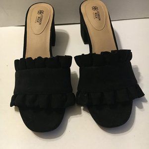 Avon Black Ruffle Sandals